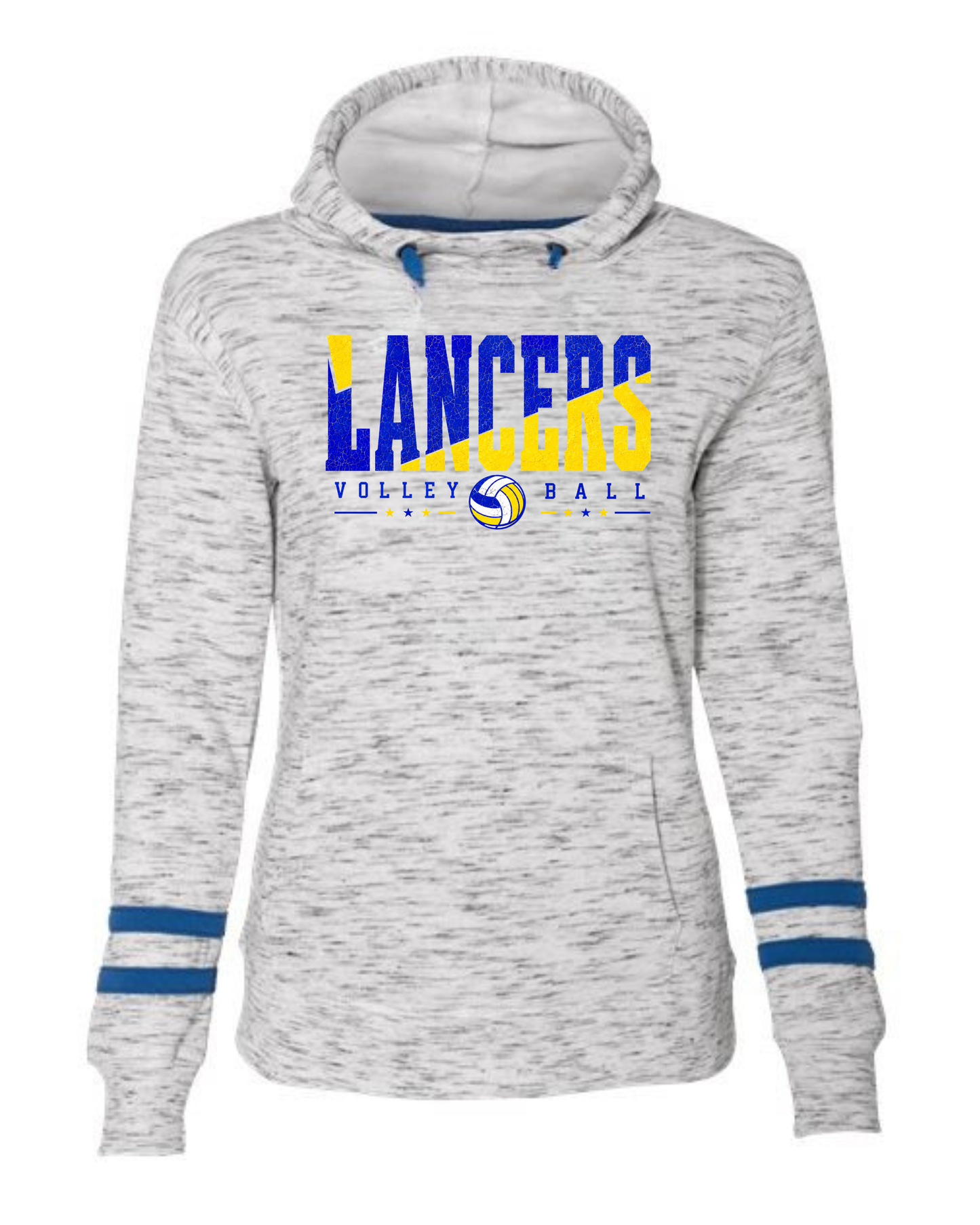 Lancer Volleyball Fleece Striped-Sleeve Hooded Sweatshirt