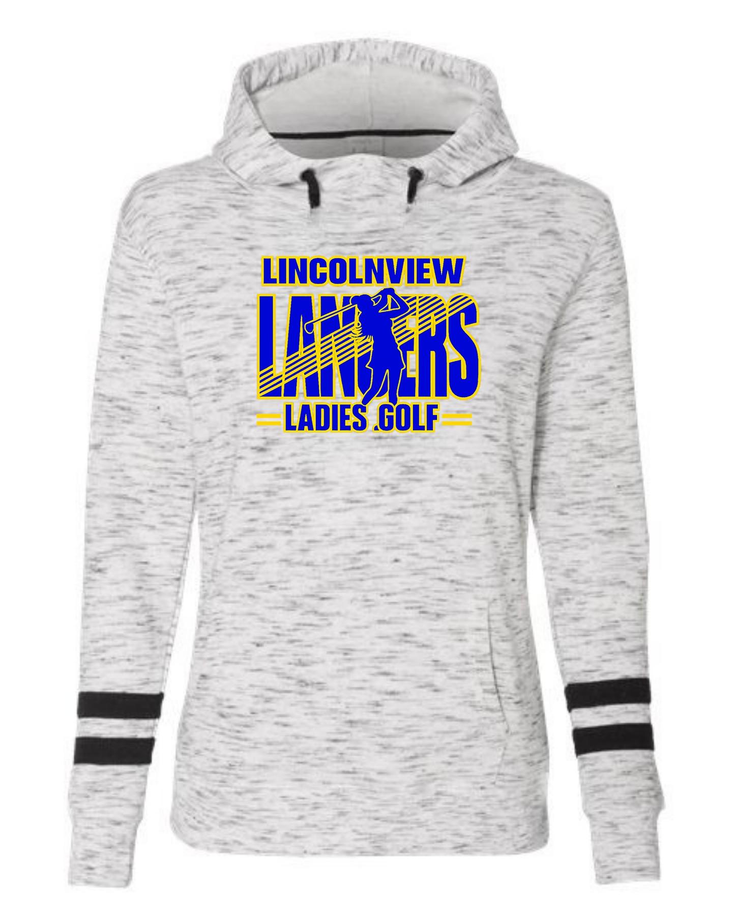 Lady Lancer Golf Fleece Striped-Sleeve Hooded Sweatshirt