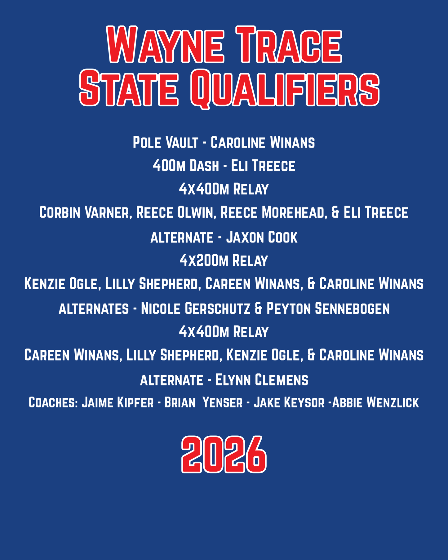 Wayne Trace State Track & Field