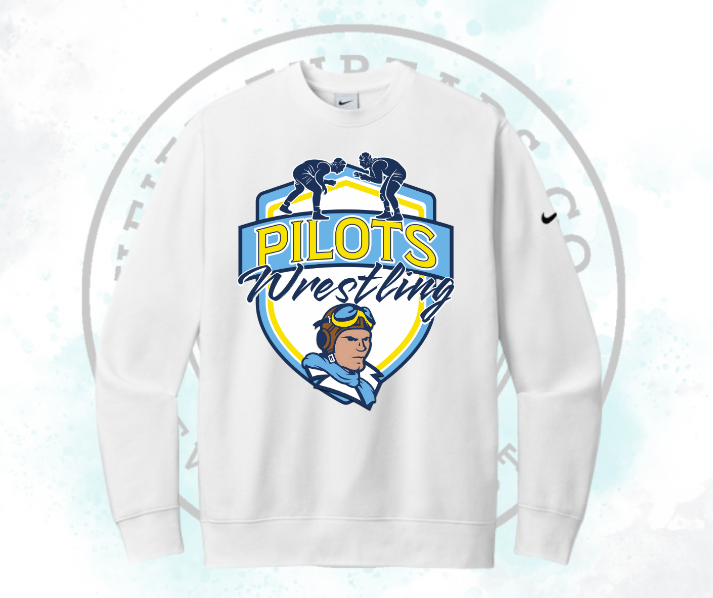 Pilots Wrestling Blue Nike Club Fleece Crew