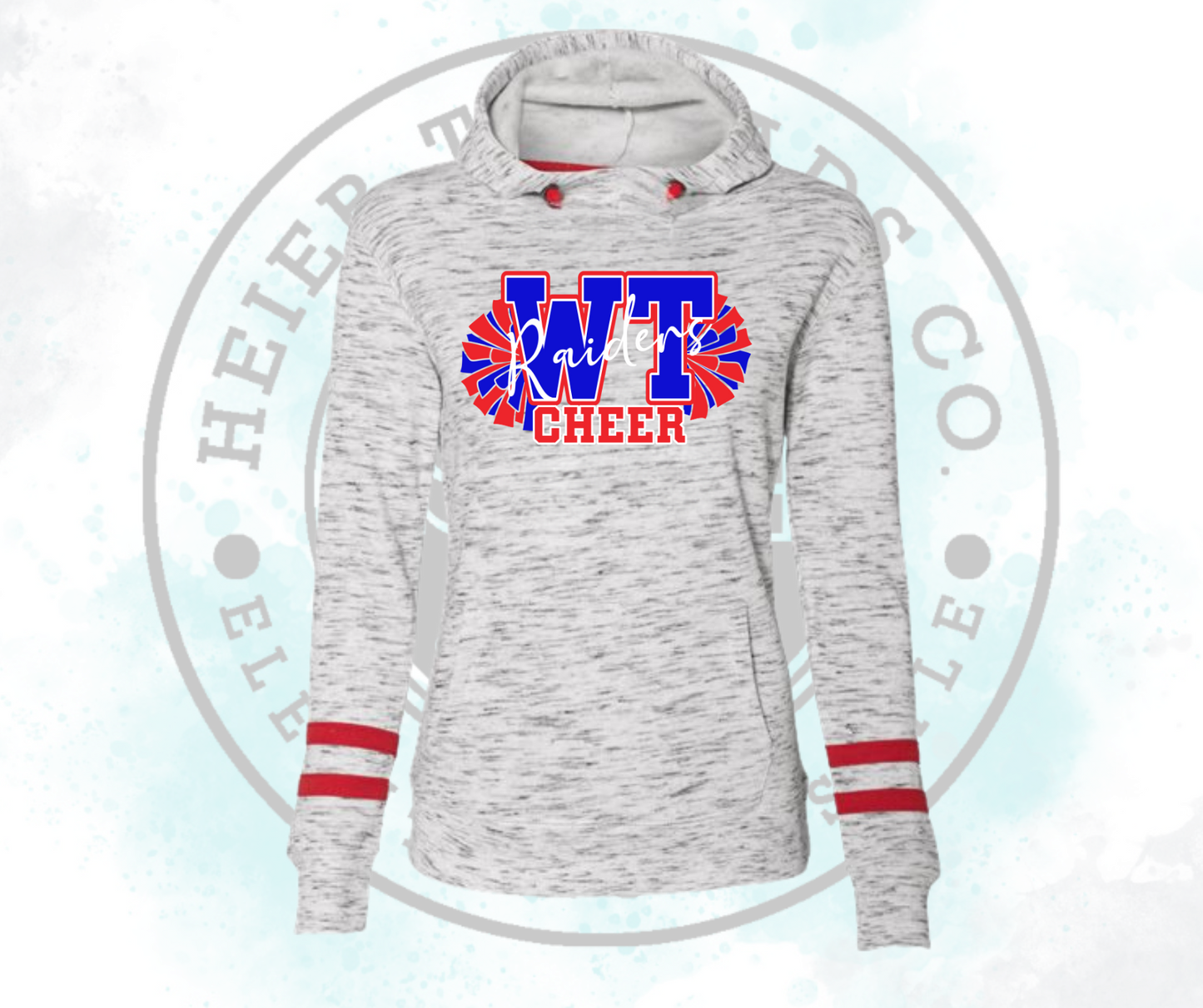 WT Mini Cheer PomPom Fleece Striped-Sleeve Hooded Sweatshirt