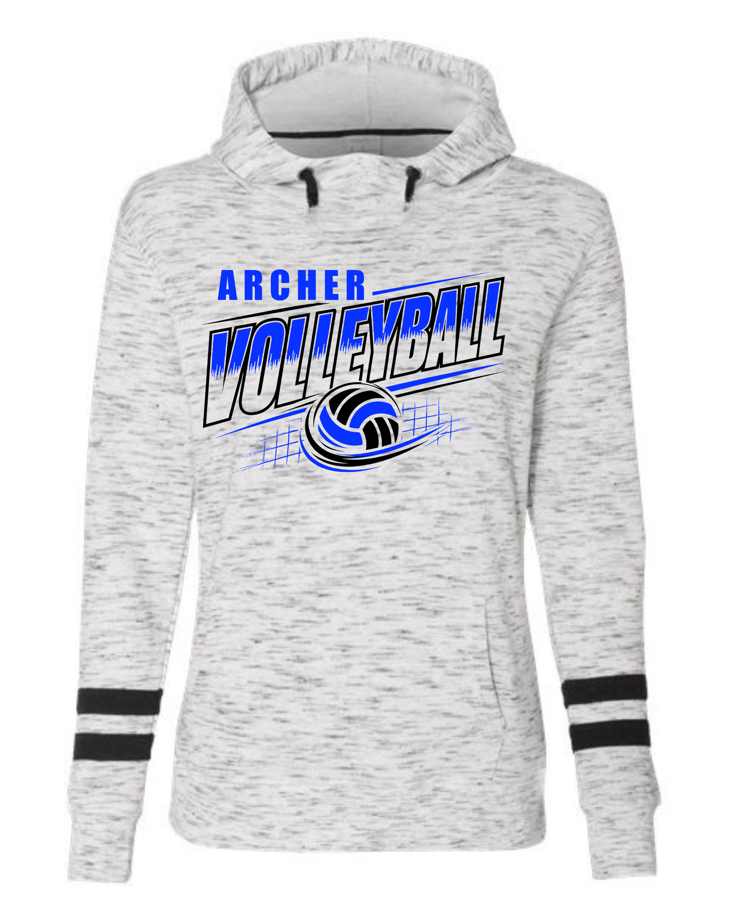 Archer Volleyball Fleece Striped-Sleeve Hooded Sweatshirt