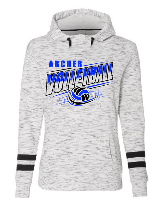 Archer Volleyball Fleece Striped-Sleeve Hooded Sweatshirt