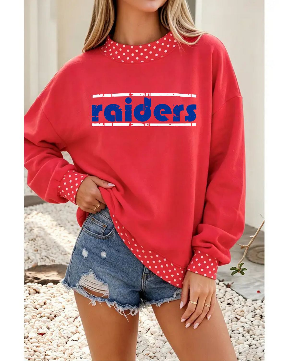 Raiders Polka Dot Mock Neck Sweatshirt