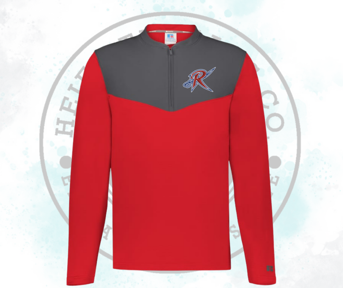 R with sword Embroidered Russel 1/4 zip