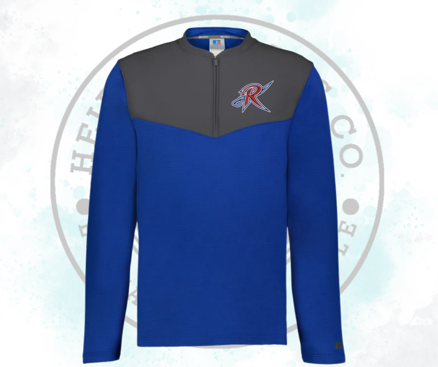 R with sword Embroidered Russel 1/4 zip