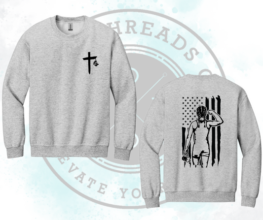 Girls Wrestling Cross &Flag (All Options)