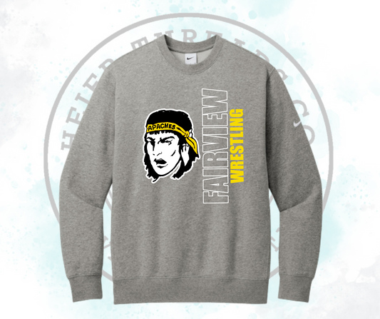 Fairview Wrestling Nike Club Fleece Crew Grey