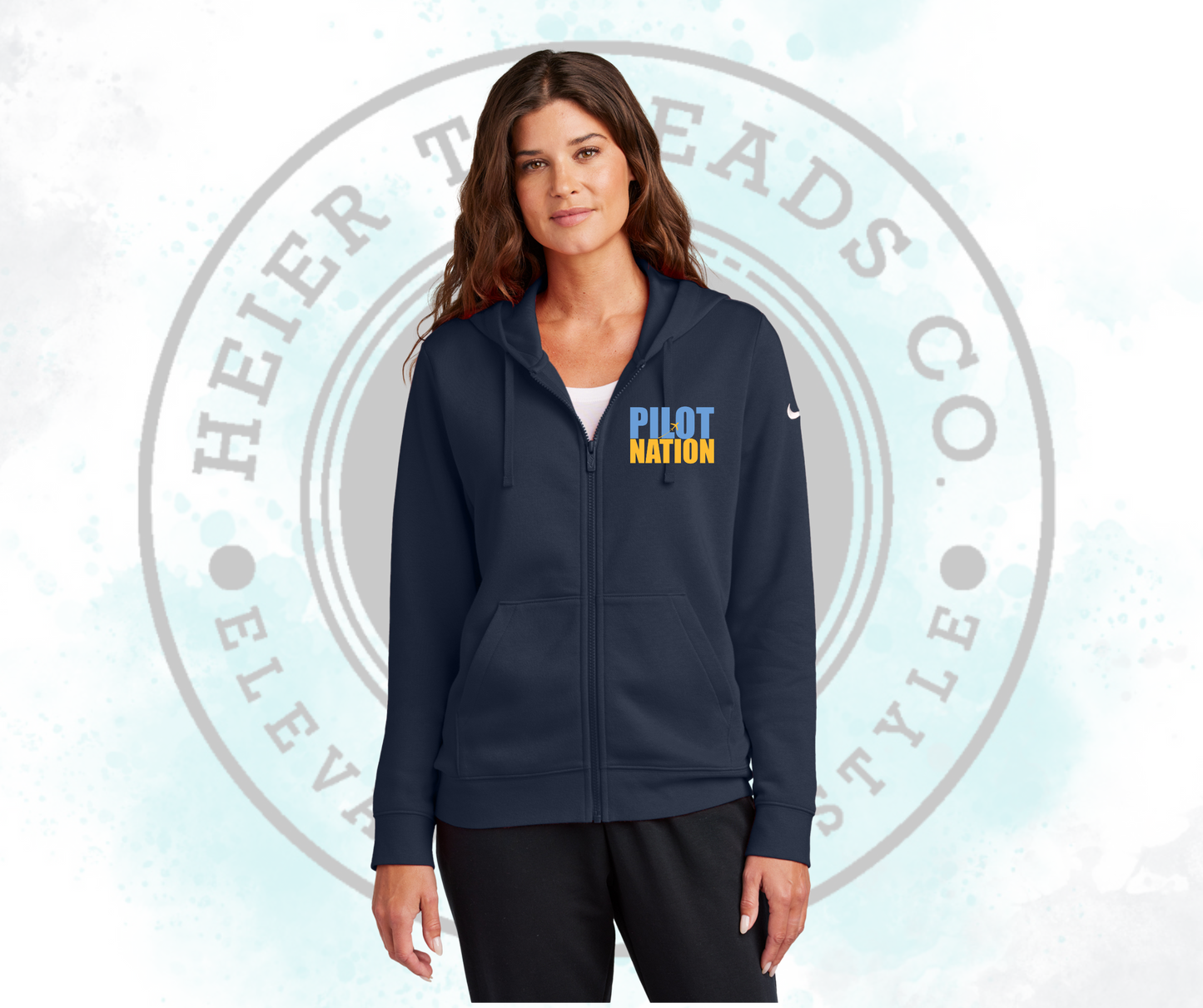 PILOTS NATION Nike Women's Club Fleece Sleeve Swoosh Full-Zip Hoodie
