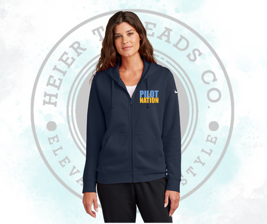 PILOTS NATION Nike Women's Club Fleece Sleeve Swoosh Full-Zip Hoodie