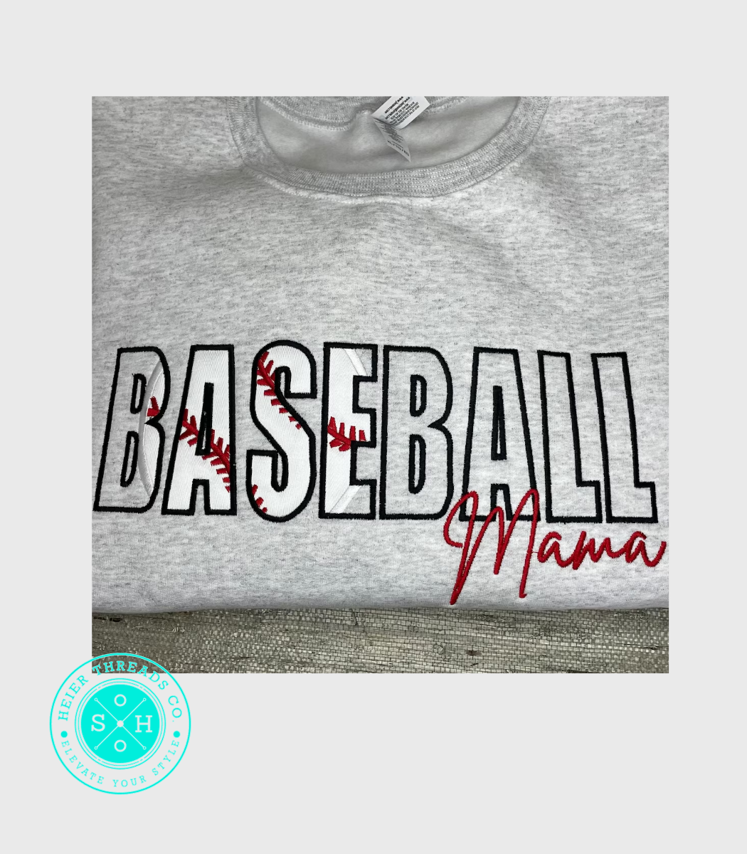 Baseball Mama Crew Neck with Embroidery