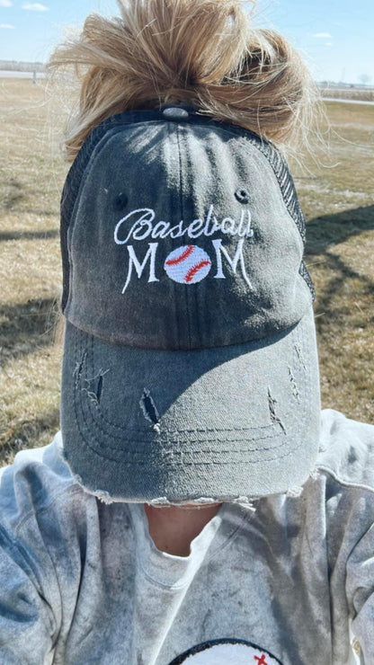 Ponytail Baseball Mom Embroidered hat