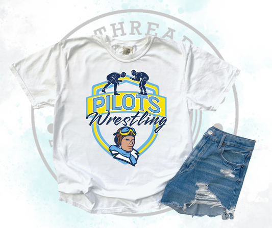 Pilots Wrestling Yellow on White (All Options)