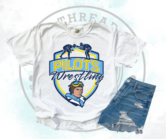 Pilots Wrestling Blue on White (All Options)